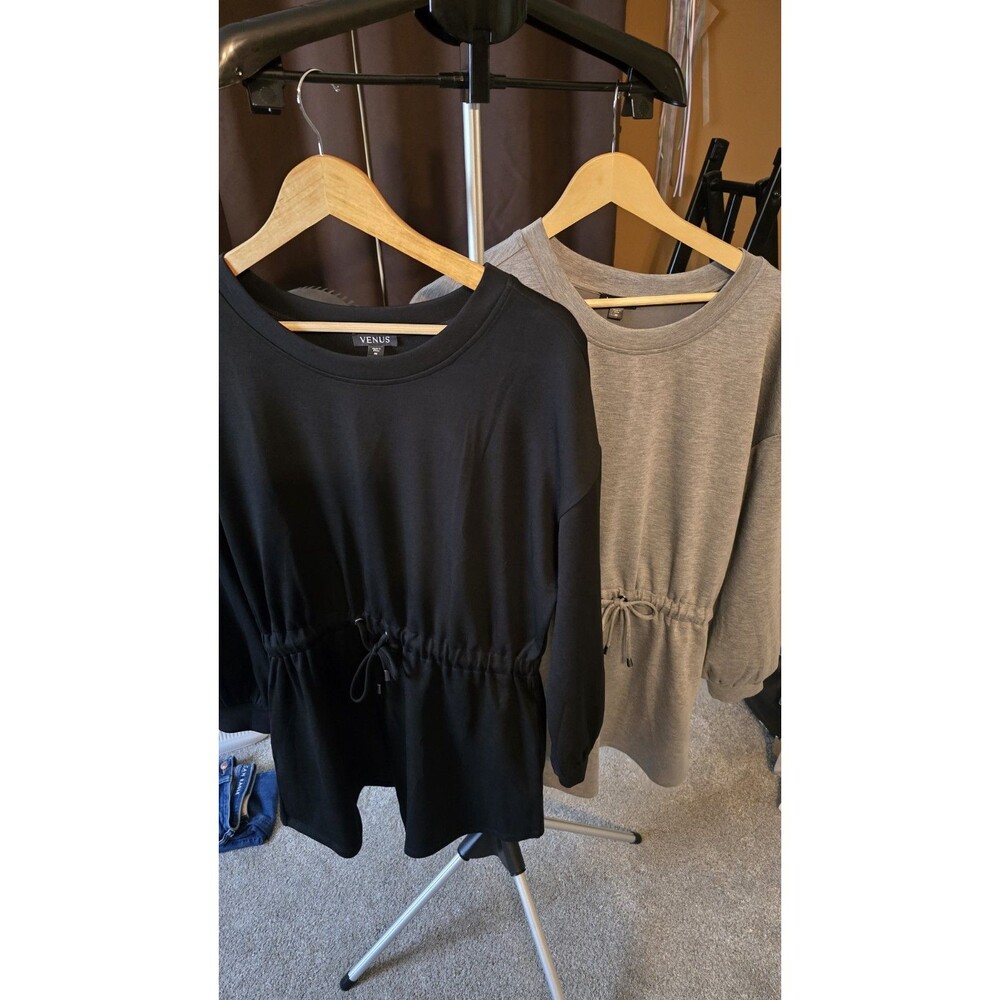 2-WOMAN'S SZ:MED SWEATSHIRT DRESS BY:VENUS LONG SLEEVE,DRAWSTRING WAIST*NWOT*